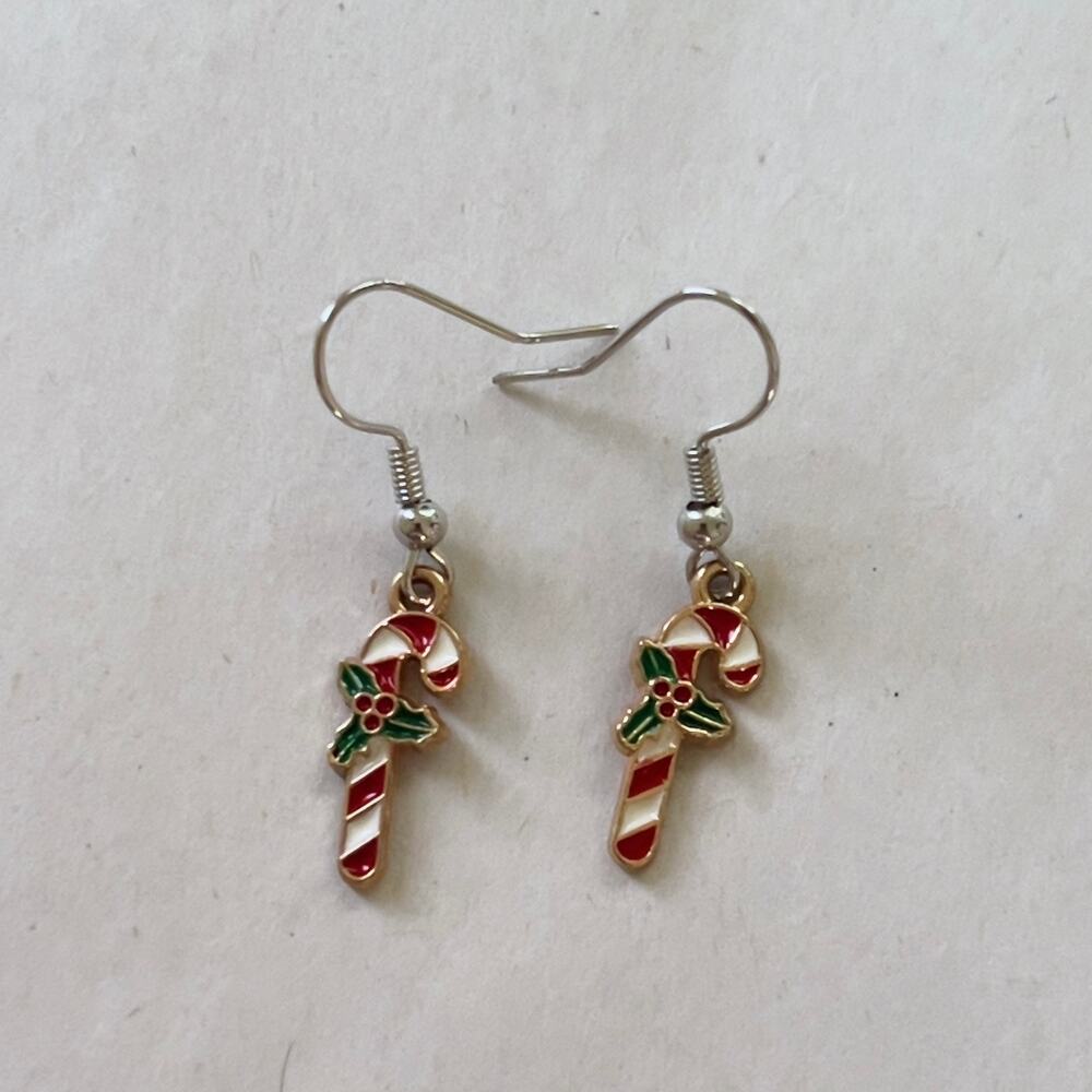 Candy Cane Dangle Earrings Christmas Earring Set